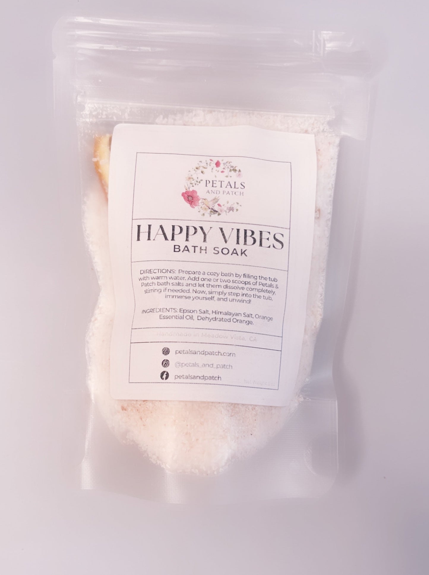 Natural Organic Bath Soak: HAPPY VIBES (Single Serving)